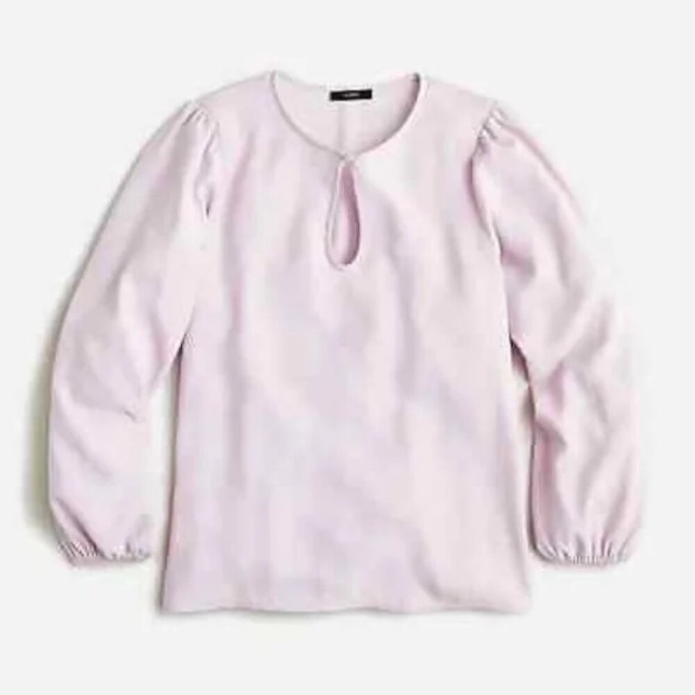 NWT J. Crew Puff Sleeve Crepe Top Shirt Blouse Lavender Size XXS Petite PXXS NEW